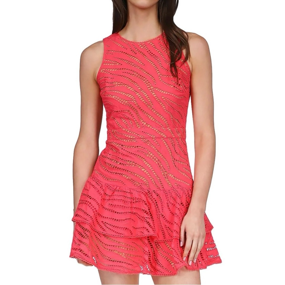 ✨️SALE✨️ MICHAEL by MICHAEL KORS Zebra Eyelet Cotton Ruffle Minidress - Picture 2 of 9